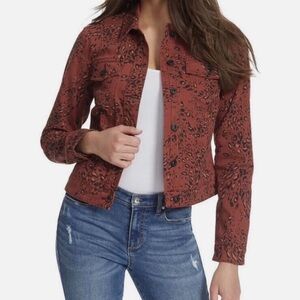 Ella Moss Rust Leopard-Print Jean Jacket